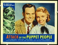 2n067 ATTACK OF THE PUPPET PEOPLE LC #5 '58 super close up of smiling John Agar & June Kenney!