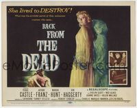 2n013 BACK FROM THE DEAD movie title lobby card '57 Peggie Castle lived to destroy, cool horror art!