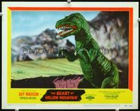 2n072 BEAST OF HOLLOW MOUNTAIN laminated LC #7 '56 wonderful c/u of Willis O'Brien's wacky T-Rex!