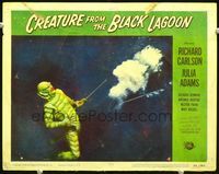 2n097 CREATURE FROM THE BLACK LAGOON LC #4 '54 great image of monster shot underwater with harpoon!