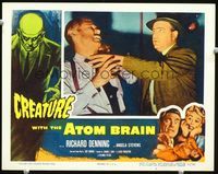 2n099 CREATURE WITH THE ATOM BRAIN LC '55 great close up of zombie grappling with mustached man!