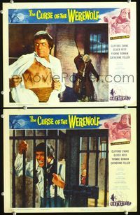 2n329 CURSE OF THE WEREWOLF 2 LCs '61 great images of Oliver Reed in cell with crazy old man!