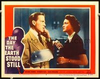 2n007 DAY THE EARTH STOOD STILL movie lobby card #8 '51 Patricia Neal watches Hugh Marlowe on phone!