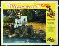 2n111 DINOSAURUS movie lobby card #5 '60 wacky image of man with victim of seaweed poisoning!