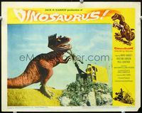 2n108 DINOSAURUS movie lobby card #8 '60 crazy image of tyrannosaurus caught by excavating machine!