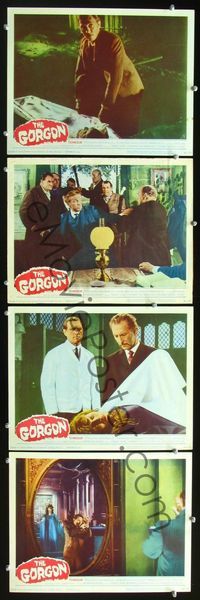 2n319 GORGON 4 lobby cards '64 Peter Cushing, Christopher Lee, includes image of female monster!