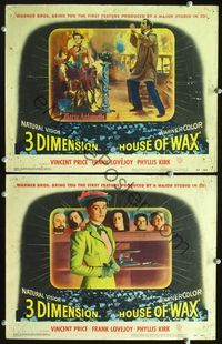 2n330 HOUSE OF WAX 2 LCs '53 3-D, great Vincent Price image, plus Charles Bronson head on shelf!