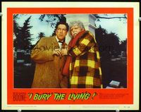 2n141 I BURY THE LIVING LC #3 '58 close up of graveyard caretaker Richard Boone & Theodore Bikel!