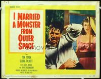 2n142 I MARRIED A MONSTER FROM OUTER SPACE LC #6 '58 Gloria Talbott watches Tom Tryon from window!