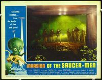 2n155 INVASION OF THE SAUCER MEN LC #7 '57 soldiers with rifles in tunnel, wonderful border art!