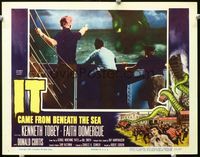 2n158 IT CAME FROM BENEATH THE SEA lobby card '55 Ray Harryhausen, great fx image of ship & monster!
