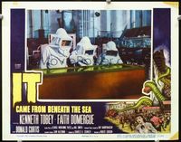 2n159 IT CAME FROM BENEATH THE SEA LC '55 three scientists in cool radiation suits look into tank!