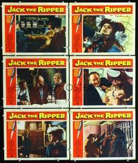 2n307 JACK THE RIPPER 6 lobby cards '60 American detective helps Scotland Yard find fabled killer!