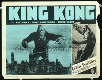 2n164 KING KONG lobby card#8 R52 iconic image of ape looming over New York skyline holding Fay Wray!