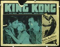 2n167 KING KONG movie lobby card #4 R52 close up of Fay Wray, Robert Armstrong & Bruce Cabot!