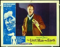2n170 LAST MAN ON EARTH LC #1 '64 best close up of Vincent Price holding wooden stake & hammer!