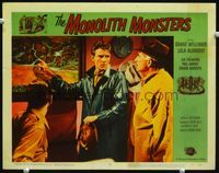 2n177 MONOLITH MONSTERS laminated lobby card#4 '57 close up image of Grant Williams pointing at map!