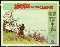 2n179 MONSTER ON THE CAMPUS lobby card #2 '58 great image of the beast attacking woman on hilltop!