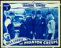 2n197 PHANTOM CREEPS Chap 3 lobby card'39 bearded Bela Lugosi on border, 4 men & pretty girl by car!