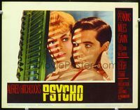 2n205 PSYCHO lobby card #1 '60 great close image of Janet Leigh & John Gavin by window with shadows!