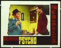 2n209 PSYCHO LC #2 '60 Alfred Hitchcock, Martin Balsam quizzes Anthony Perkins at the Bates Motel!