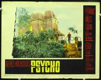 2n203 PSYCHO lobby card #3 '60 Alfred Hitchcock, most classic image of Anthony Perkins by house!