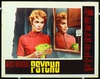 2n207 PSYCHO lobby card #5 '60 Alfred Hitchcock, pretty Janet Leigh decides to steal lots of cash!
