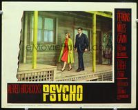 2n208 PSYCHO movie lobby card #8 '60 Alfred Hitchcock, Vera Miles & John Gavin at the Bates Motel!
