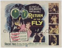 2n037 RETURN OF THE FLY title card '59 Vincent Price, cool monster art, more horrific than before!