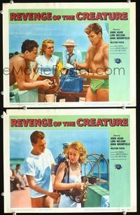 2n332 REVENGE OF THE CREATURE 2 lobby cards '55 men inject clam with hypo & sexy female scuba diver!
