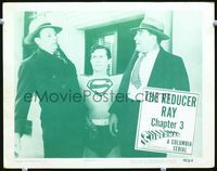 2n230 SUPERMAN Chap 3 LC '48 great close up fx image of Kirk Alyn holding two crooks in the air!