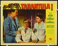 2n235 TARANTULA laminated LC #8 '55 great three-shot of John Agar, Mara Corday & Leo G. Carroll!