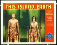 2n241 THIS ISLAND EARTH movie lobby card #4 '55 great c/u of Reason & Domergue transformation scene!