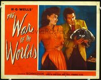 2n252 WAR OF THE WORLDS signed lobby card #6 '53 by producer George Pal, great best close up scene!