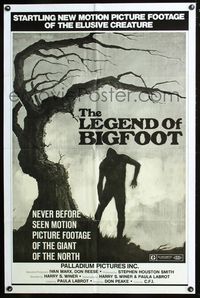 2n702 LEGEND OF BIGFOOT one-sheet poster '76 cool artwork of the elusive creature standing by tree!
