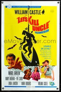 2n704 LET'S KILL UNCLE one-sheet movie poster '66 William Castle, wacky horror comedy artwork!