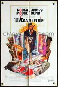 2n709 LIVE & LET DIE East Hemi one-sheet '73 art of Roger Moore as James Bond by Robert McGinnis!