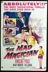 2n717 MAD MAGICIAN one-sheet '54 Vincent Price is a crazy magician who performs dangerous tricks!