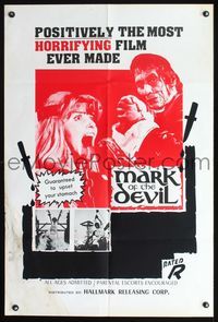 2n724 MARK OF THE DEVIL one-sheet movie poster '72 Hexen bis aufs Blut gequalt, horrifying exorcism!