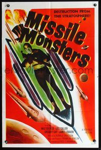 2n730 MISSILE MONSTERS one-sheet movie poster '58 destruction from the stratosphere, wacky image!