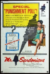 2n736 MR. SARDONICUS one-sheet poster '61 William Castle, the only picture with the punishment poll!