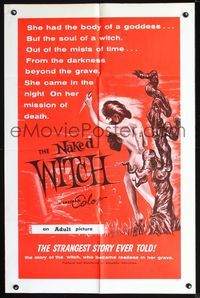2n743 NAKED WITCH 1sheet '64 fantastic silly horror art of sexy naked girl with body of a goddess!