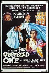 2n759 OBSESSED ONE 1sh '78 after his bride was tortured & died, he played a game against the Devil!