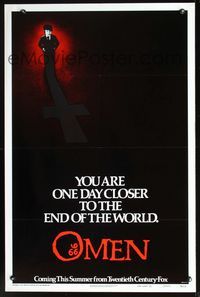 2n761 OMEN style A teaser one-sheet movie poster '76 Gregory Peck, Lee Remick, Satanic horror!