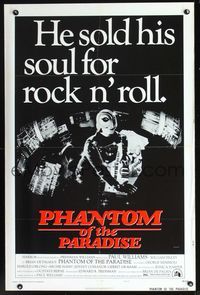 2n773 PHANTOM OF THE PARADISE style B 1sheet '74 Brian De Palma, he sold his soul for rock & roll!