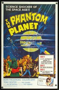 2n775 PHANTOM PLANET 1sheet '62 science shocker of the space age, wacky monster holding sexy girl!