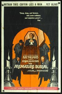 2n783 PREMATURE BURIAL 1sh '62 Edgar Allan Poe, cool Reynold Brown art of Ray Milland buried alive!