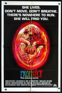2n787 PROPHECY She Lives style 1sh '79 John Frankenheimer, art of monster in embryo by Paul Lehr!
