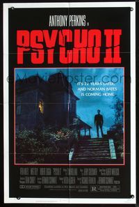 2n790 PSYCHO II one-sheet '83 Anthony Perkins as Norman Bates, cool creepy image of classic house!