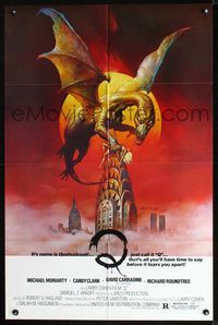 2n792 Q one-sheet poster '82 great Boris Vallejo fantasy artwork of the winged serpent Quetzalcoatl!